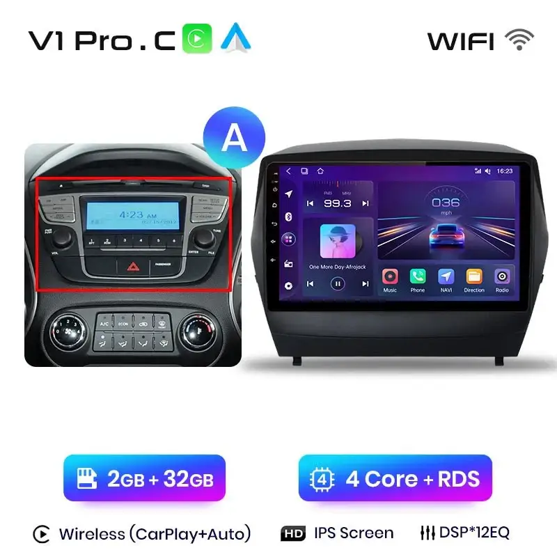 Radio Android do Hyundai Tucson II ix35 (2009-2015) CarPlay Android Auto 4G WiFi GPS DSP