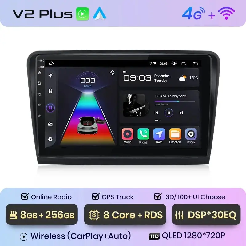 Radio Android do Skoda Superb II (2008-2015) CarPlay Android Auto 4G WiFi GPS DSP
