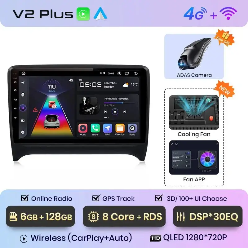 Radio Android do Audi TT MK2 (8J) (2006-2014) CarPlay Android Auto 4G WiFi GPS DSP
