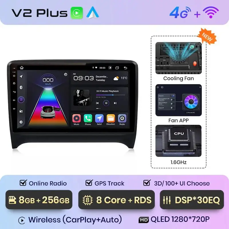 Radio Android do Audi TT MK2 (8J) (2006-2014) CarPlay Android Auto 4G WiFi GPS DSP