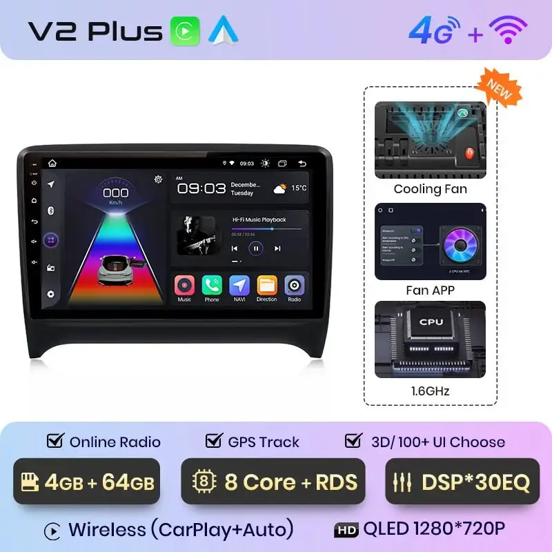 Radio Android do Audi TT MK2 (8J) (2006-2014) CarPlay Android Auto 4G WiFi GPS DSP