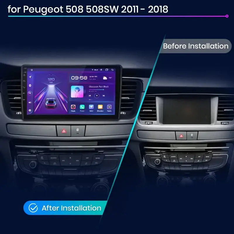 Radio Android do Peugeot 508 508SW (2011-2018) CarPlay Android Auto 4G WiFi GPS DSP