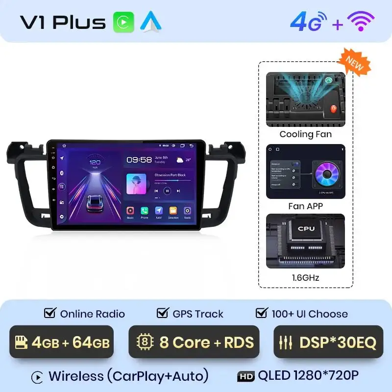 Radio Android do Peugeot 508 508SW (2011-2018) CarPlay Android Auto 4G WiFi GPS DSP