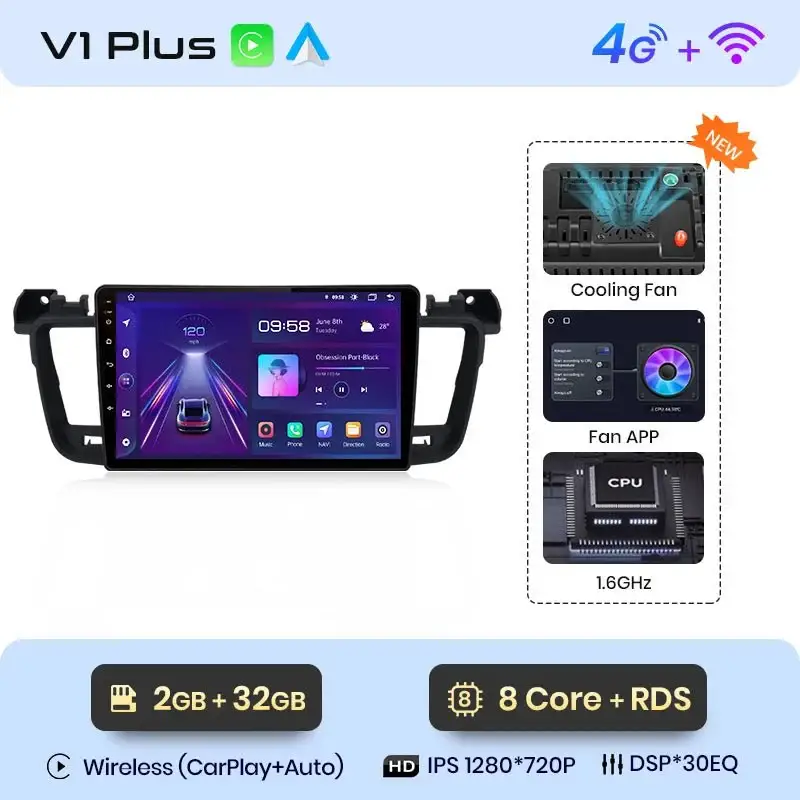 Radio Android do Peugeot 508 508SW (2011-2018) CarPlay Android Auto 4G WiFi GPS DSP