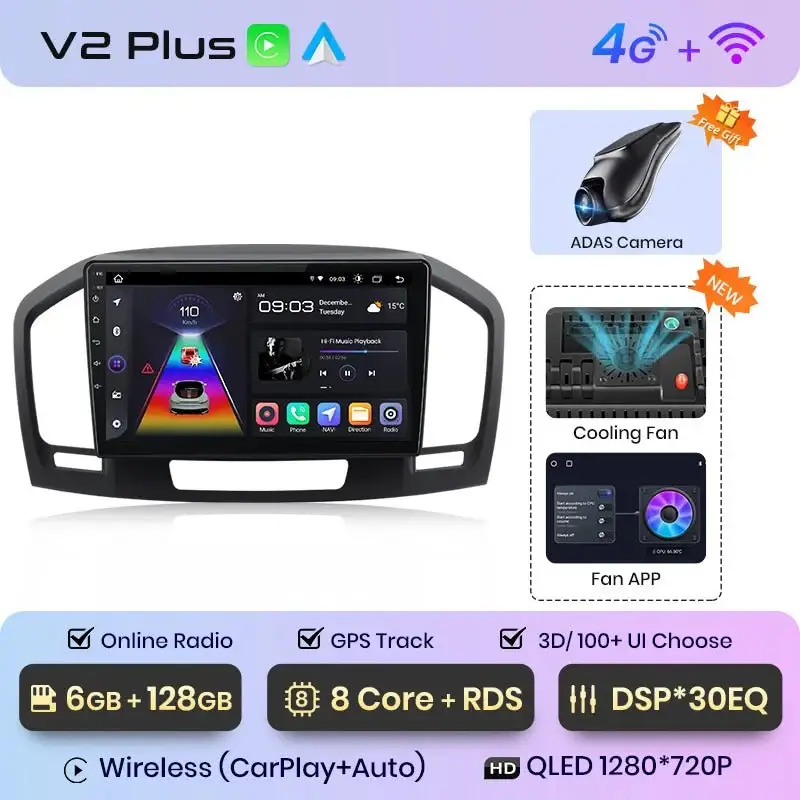Radio Android do Opel Insignia (2009-2013) CarPlay Android Auto 4G WiFi GPS DSP