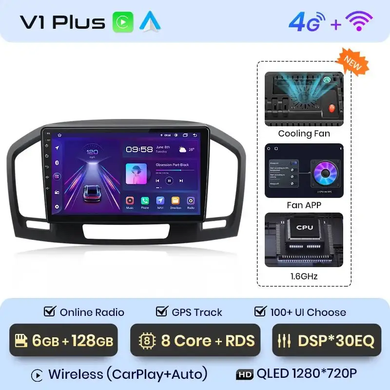 Radio Android do Opel Insignia (2009-2013) CarPlay Android Auto 4G WiFi GPS DSP