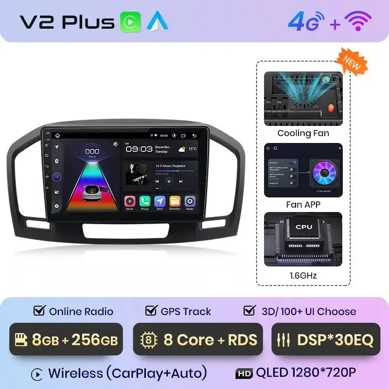 Radio Android do Opel Insignia (2009-2013) CarPlay Android Auto 4G WiFi GPS DSP