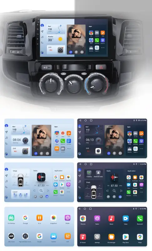 Radio Android do Toyota Fortuner Hilux Revo Hilux Vigo (2007-2015) CarPlay Android Auto 4G WiFi GPS DSP
