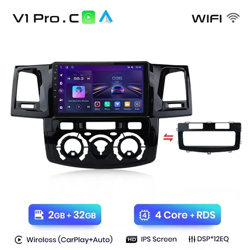 Radio Android do Toyota Fortuner Hilux Revo Hilux Vigo (2007-2015) CarPlay Android Auto 4G WiFi GPS DSP