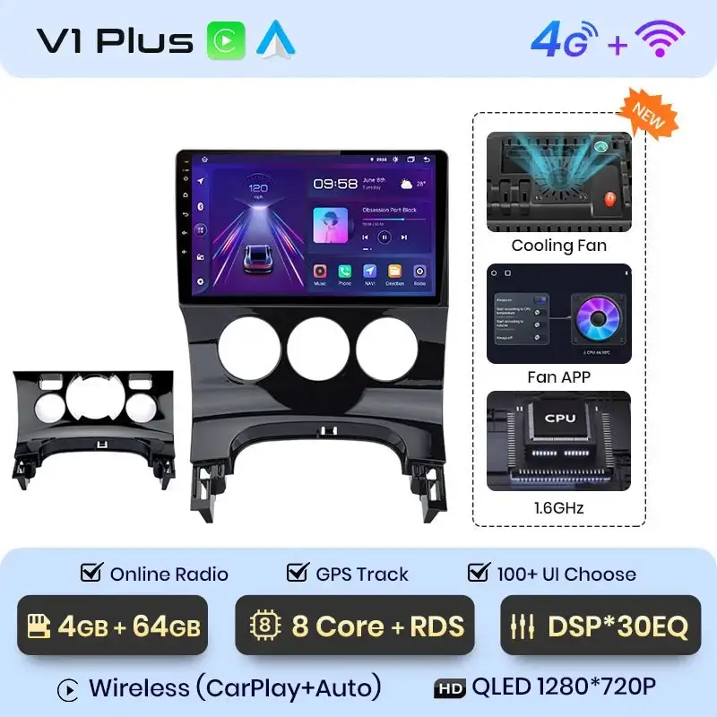 Radio Android do Peugeot 3008 (2009-2015) CarPlay Android Auto 4G WiFi GPS DSP