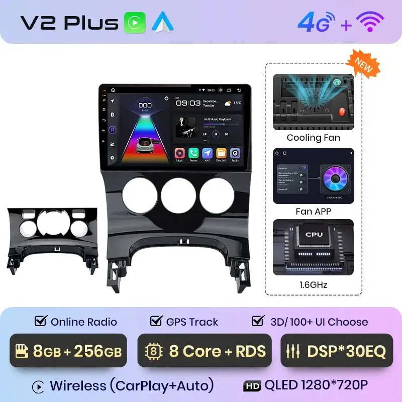 Radio Android do Peugeot 3008 (2009-2015) CarPlay Android Auto 4G WiFi GPS DSP