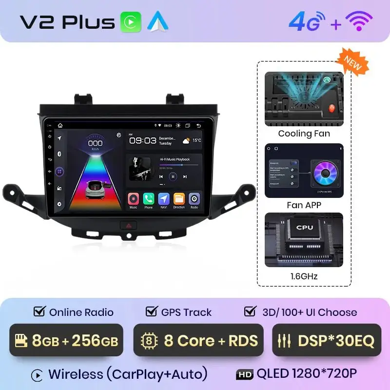 Radio Android do Opel Astra K (2015-2019) CarPlay Android Auto 4G WiFi GPS DSP
