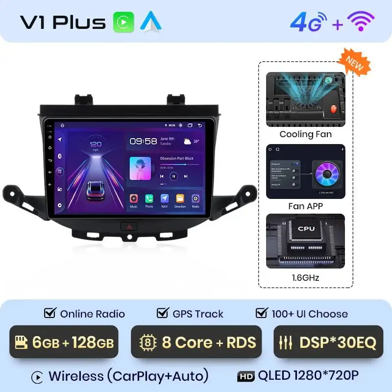 Radio Android do Opel Astra K (2015-2019) CarPlay Android Auto 4G WiFi GPS DSP