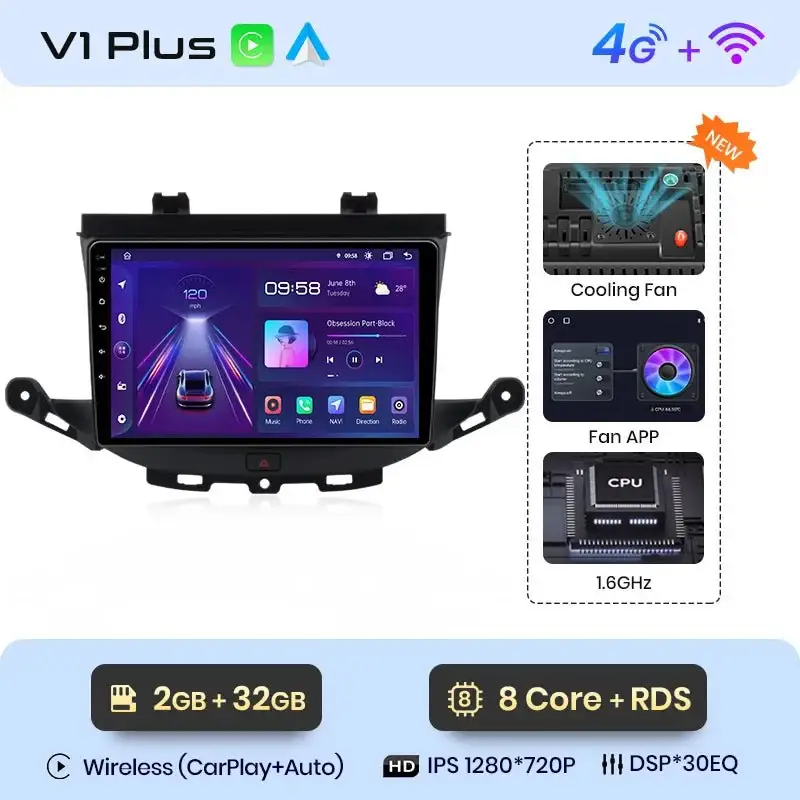 Radio Android do Opel Astra K (2015-2019) CarPlay Android Auto 4G WiFi GPS DSP