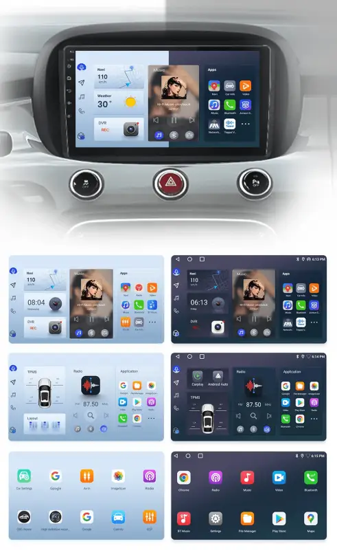 Radio Android do Fiat 500X (2014-2020) CarPlay Android Auto 4G WiFi GPS DSP