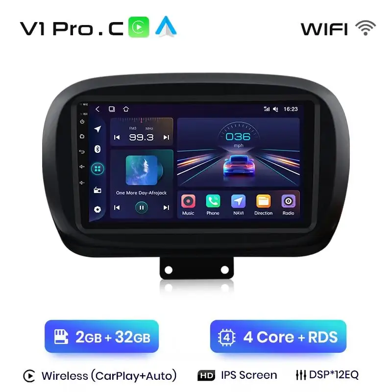 Radio Android do Fiat 500X (2014-2020) CarPlay Android Auto 4G WiFi GPS DSP