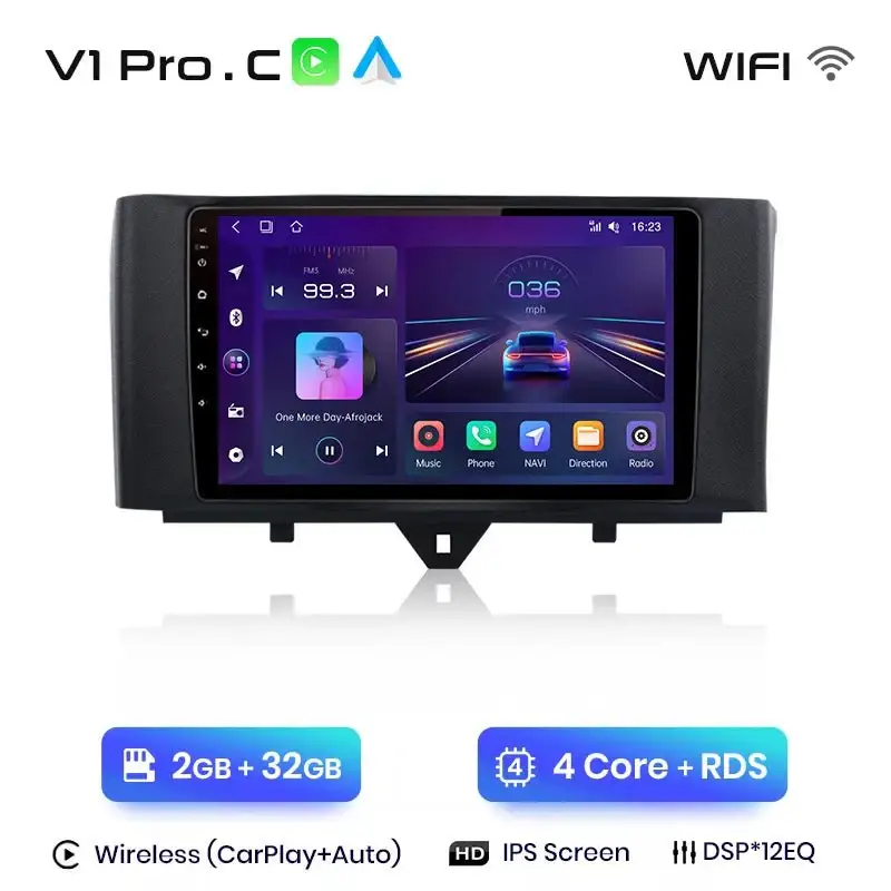 Radio Android do Smart Fortwo (2011-2015) CarPlay Android Auto 4G WiFi GPS DSP