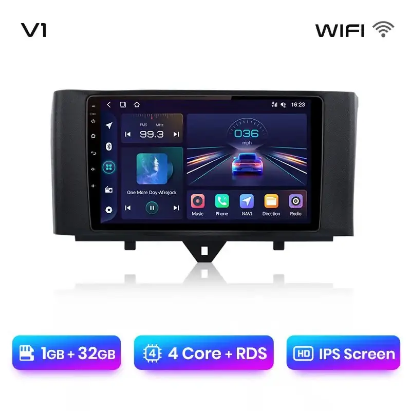 Radio Android do Smart Fortwo (2011-2015) CarPlay Android Auto 4G WiFi GPS DSP