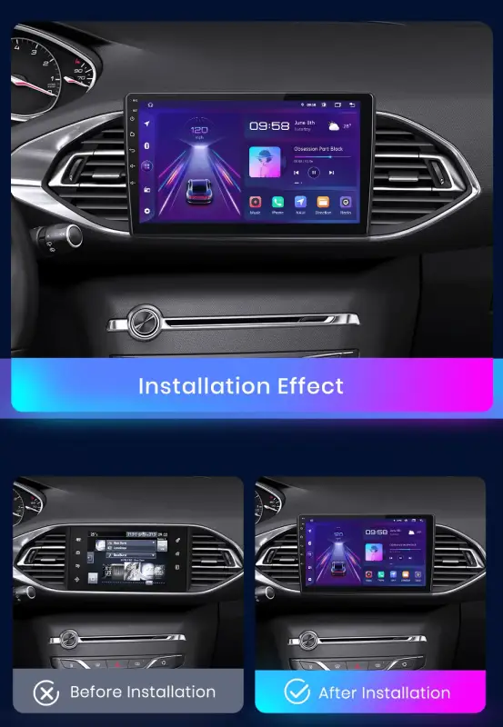 Radio Android do Peugeot 308 308S (2013-2017) CarPlay Android Auto 4G WiFi GPS DSP