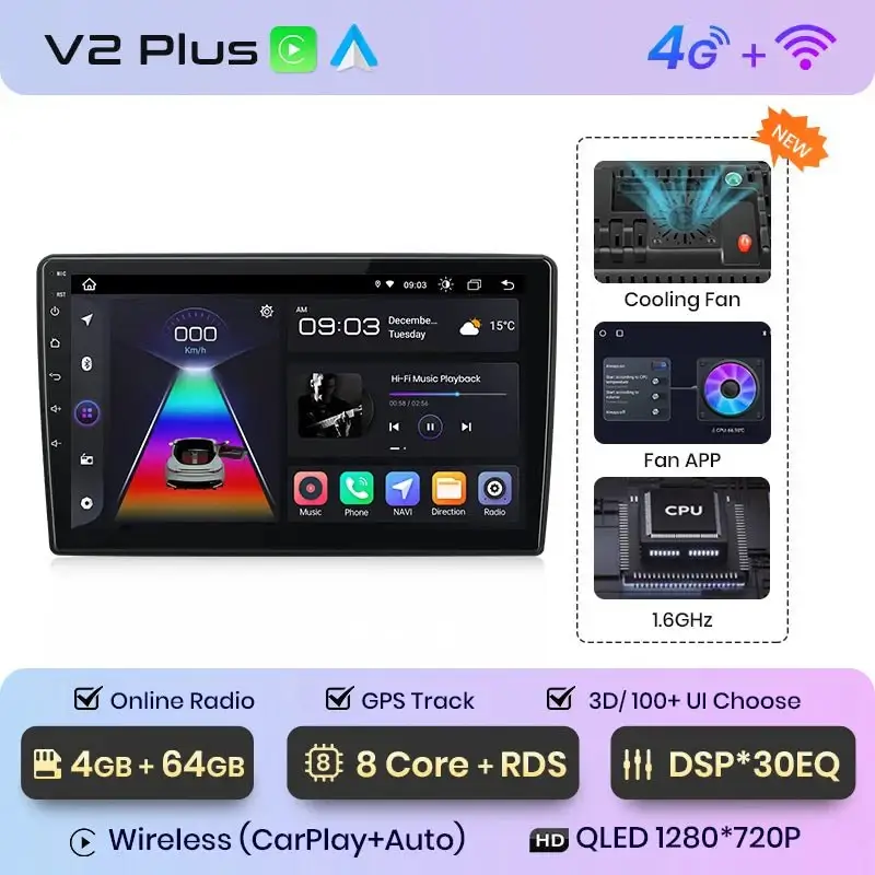 Radio Android do Peugeot 308 308S (2013-2017) CarPlay Android Auto 4G WiFi GPS DSP