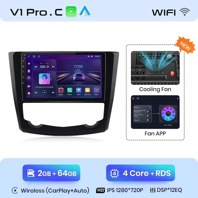 Radio Android do Renault Kadjar (2015-2019) CarPlay Android Auto 4G WiFi GPS DSP