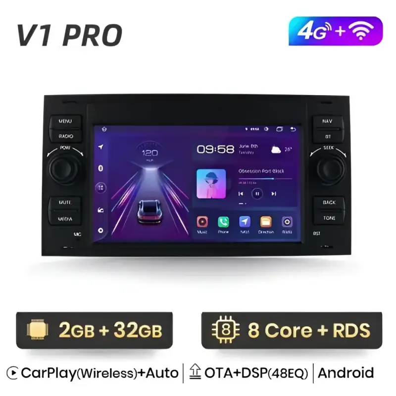 Radio Android do Ford Focus C-Max Mondeo Kuga Galaxy CarPlay Android Auto 4G WiFi GPS DSP
