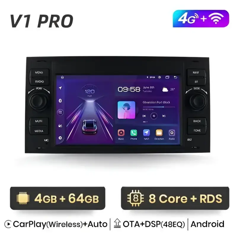 Radio Android do Ford Focus C-Max Mondeo Kuga Galaxy CarPlay Android Auto 4G WiFi GPS DSP