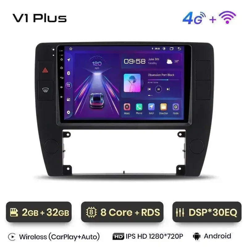 Radio Android do Volkswagen VW Passat B5 (2000-2005) CarPlay Android Auto 4G WiFi GPS DSP