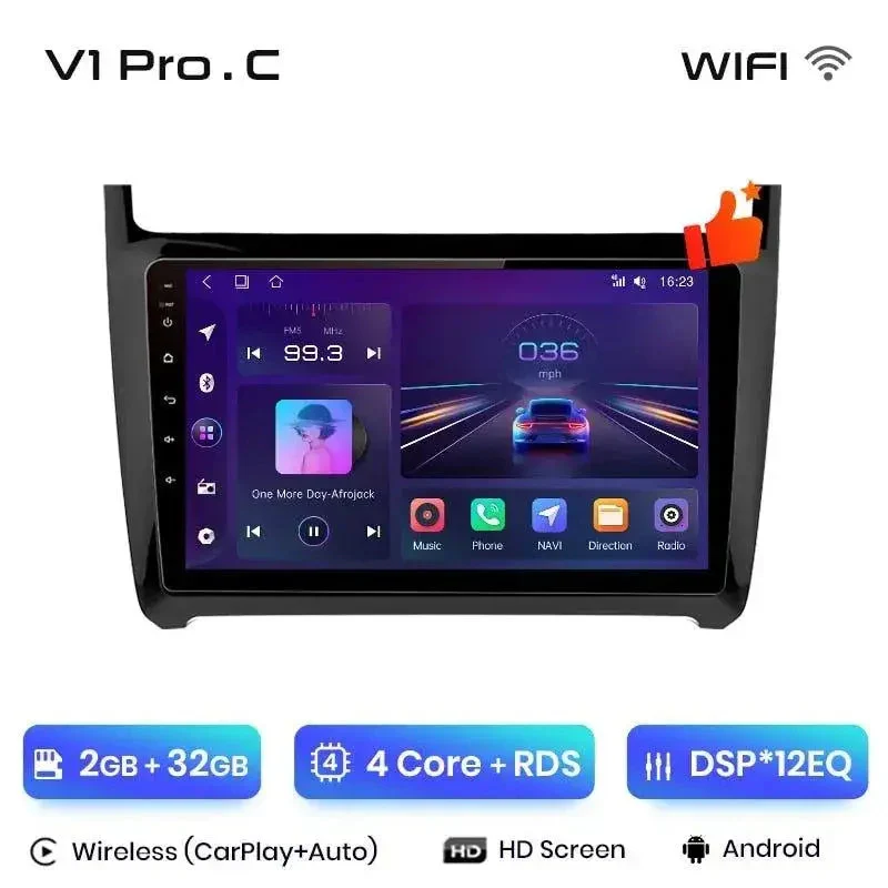 Radio Android do Volkswagen VW Polo V (2008-2020) CarPlay Android Auto 4G WiFi GPS DSP