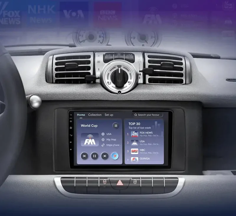 Radio Android do Smart Fortwo (2005-2010) CarPlay Android Auto 4G WiFi GPS DSP