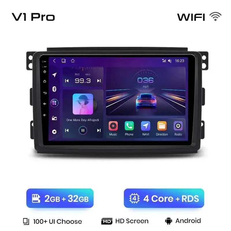 Radio Android do Smart Fortwo (2005-2010) CarPlay Android Auto 4G WiFi GPS DSP
