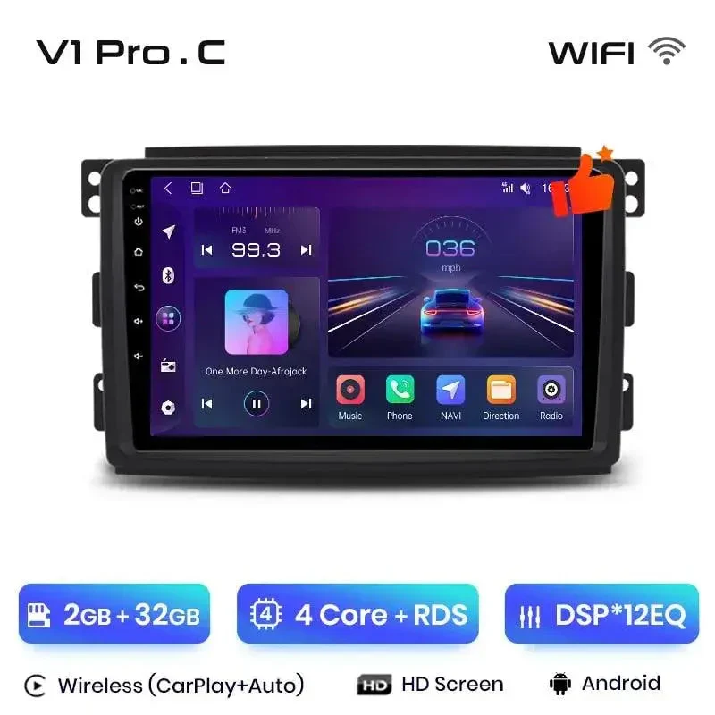 Radio Android do Smart Fortwo (2005-2010) CarPlay Android Auto 4G WiFi GPS DSP