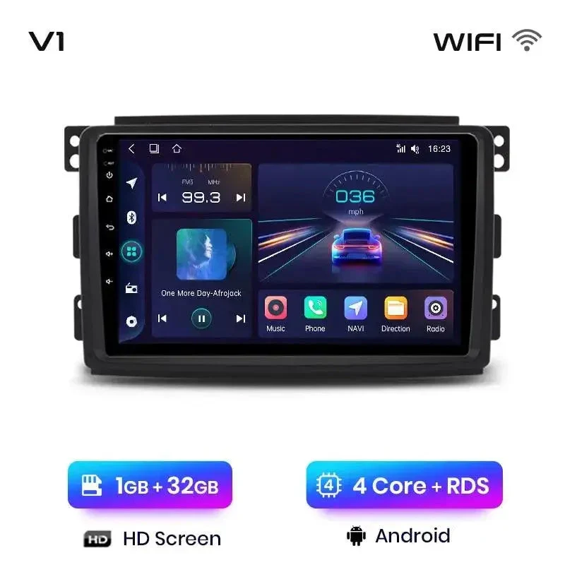Radio Android do Smart Fortwo (2005-2010) CarPlay Android Auto 4G WiFi GPS DSP
