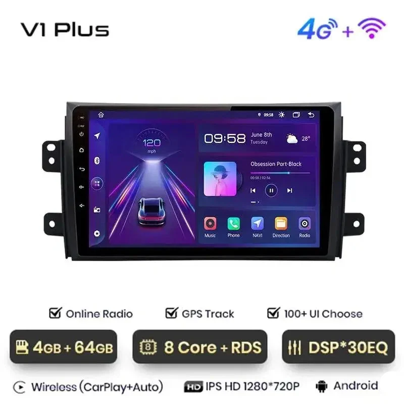 Radio Android do Suzuki SX4 Fiat Sedici 2005-2014 (2006-2013) CarPlay Android Auto 4G WiFi GPS DSP