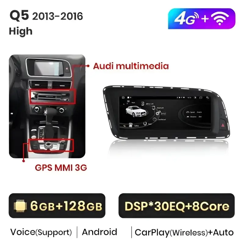 Radio Android do Audi Q5 Dedykowany (2009-2016) CarPlay Android Auto 4G WiFi GPS DSP Ekran