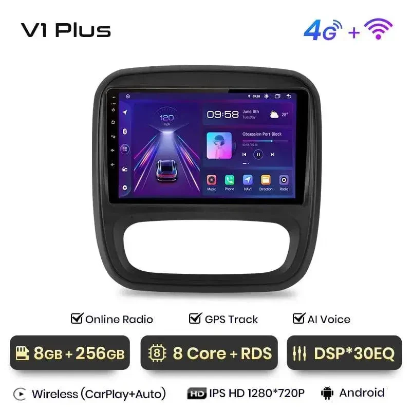 Radio Android do Renault Trafic III Opel Vivaro B 2014-2018 (2014-2021) CarPlay Android Auto 4G WiFi GPS DSP