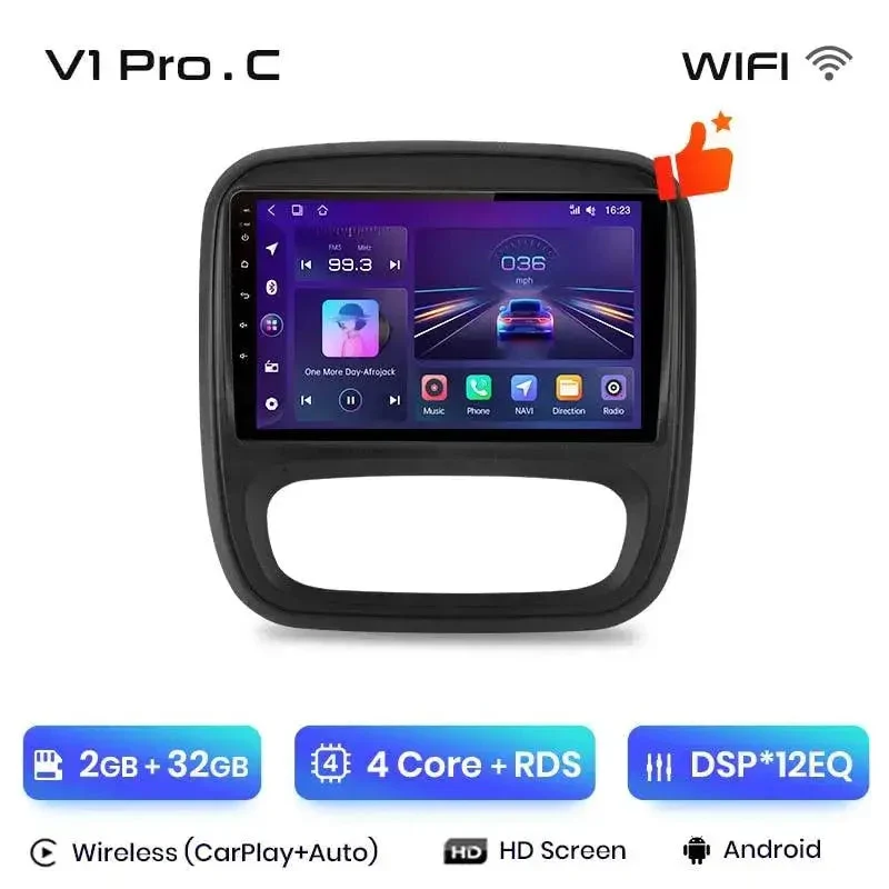Radio Android do Renault Trafic III Opel Vivaro B 2014-2018 (2014-2021) CarPlay Android Auto 4G WiFi GPS DSP