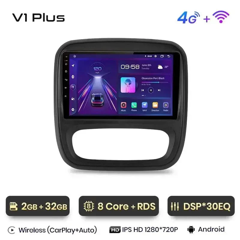 Radio Android do Renault Trafic III Opel Vivaro B 2014-2018 (2014-2021) CarPlay Android Auto 4G WiFi GPS DSP