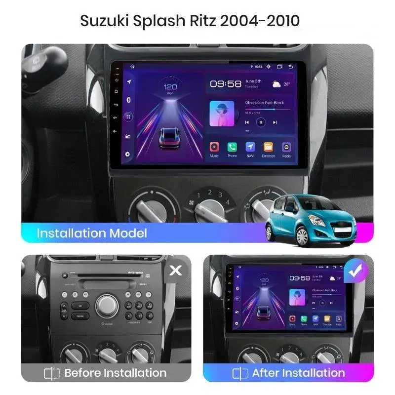 Radio Android do Suzuki Splash Ritz Opel Agila 2008-2012 (2004-2010) CarPlay Android Auto 4G WiFi GPS DSP