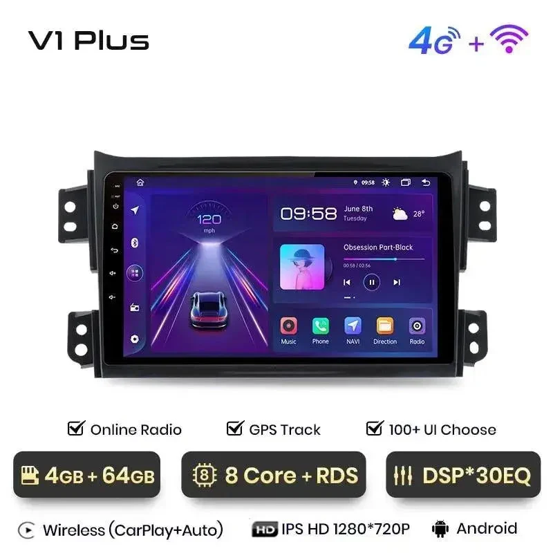 Radio Android do Suzuki Splash Ritz Opel Agila 2008-2012 (2004-2010) CarPlay Android Auto 4G WiFi GPS DSP