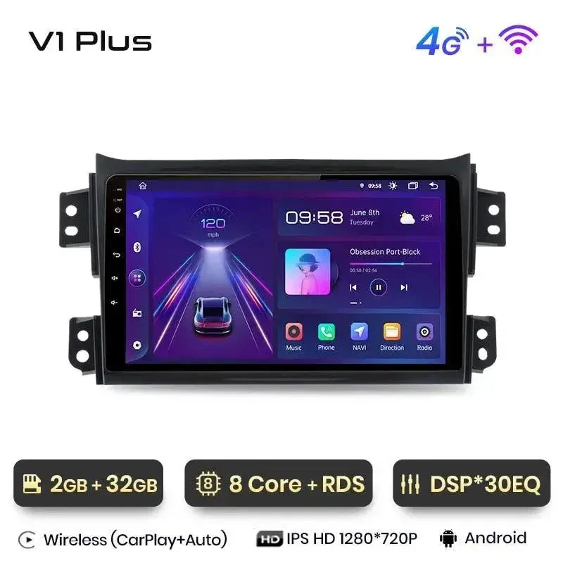Radio Android do Suzuki Splash Ritz Opel Agila 2008-2012 (2004-2010) CarPlay Android Auto 4G WiFi GPS DSP