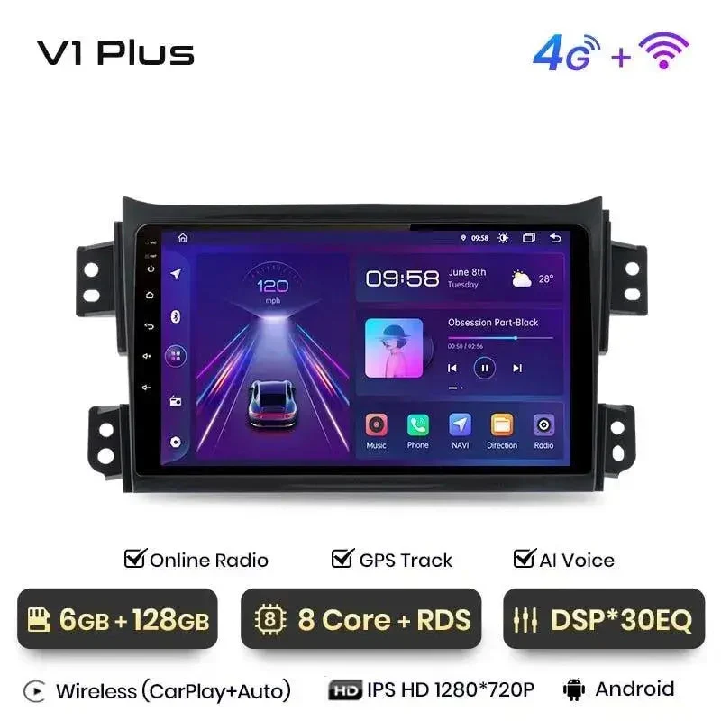 Radio Android do Suzuki Splash Ritz Opel Agila 2008-2012 (2004-2010) CarPlay Android Auto 4G WiFi GPS DSP