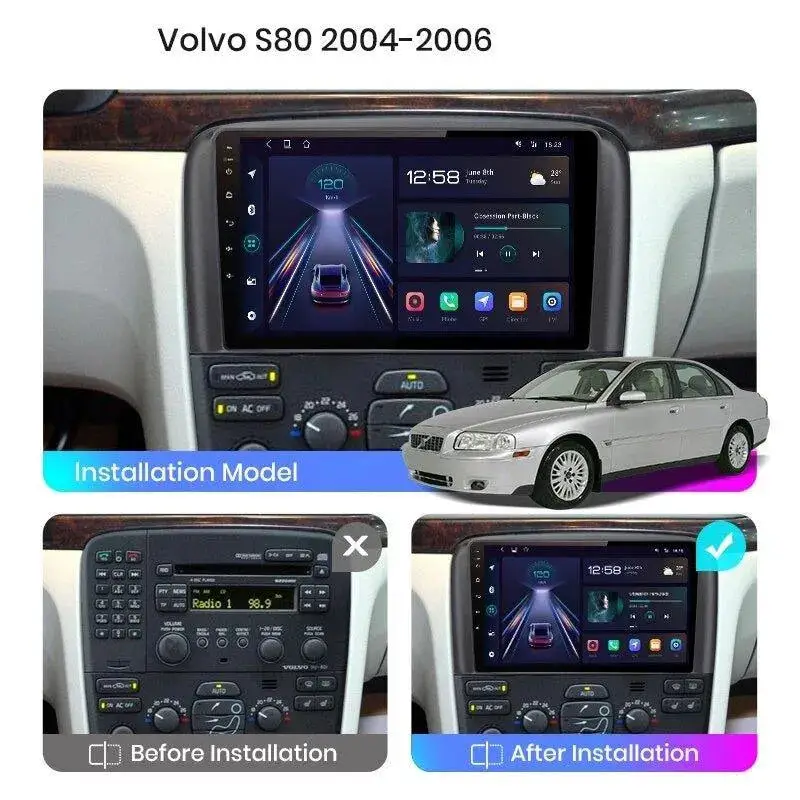 Radio Android do Volvo S80 (1998-2006) CarPlay Android Auto 4G WiFi GPS DSP
