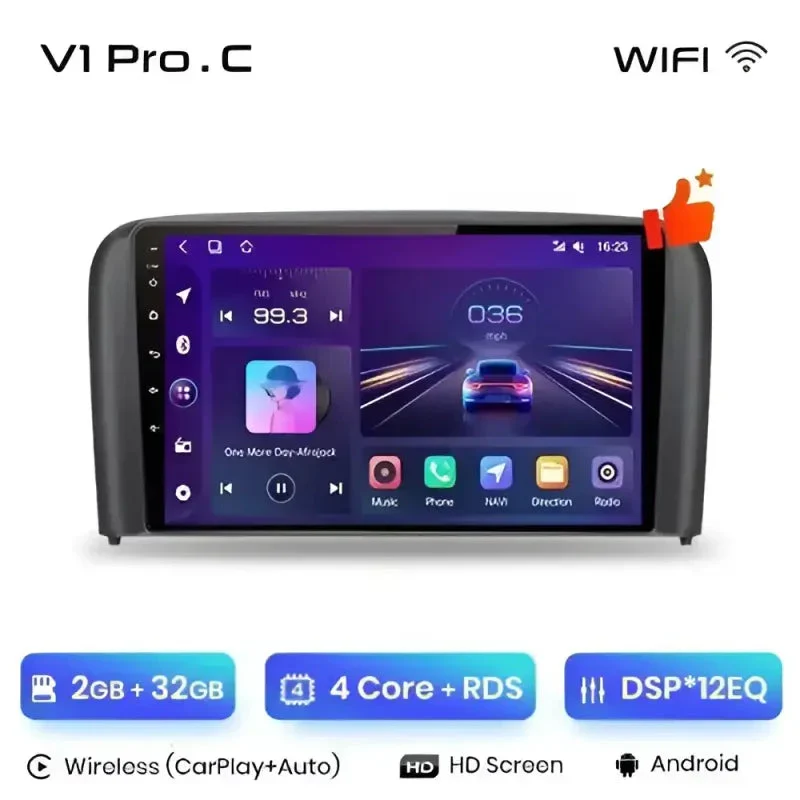 Radio Android do Volvo S80 (1998-2006) CarPlay Android Auto 4G WiFi GPS DSP