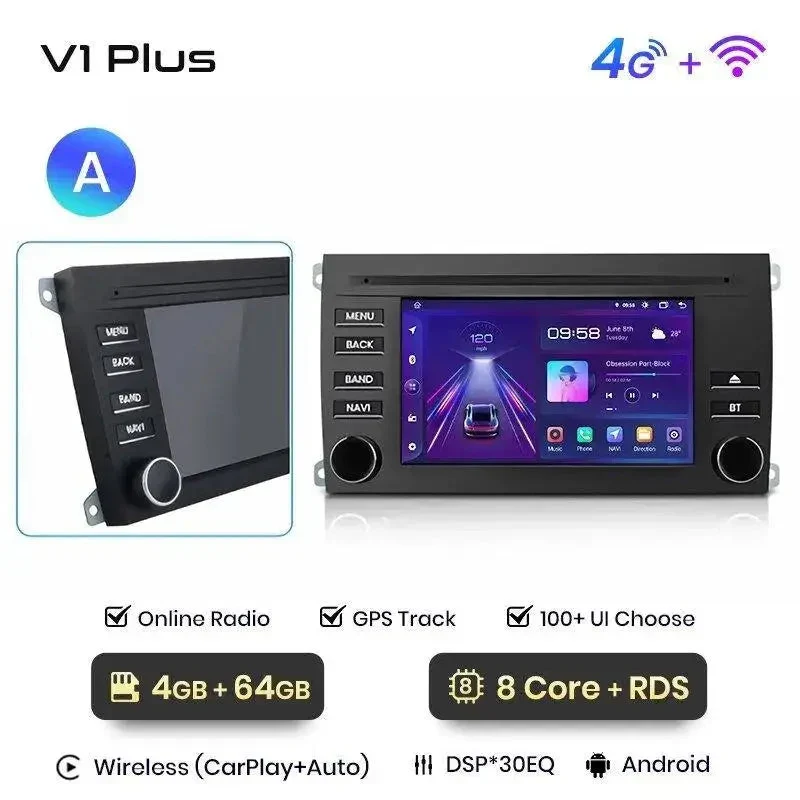Radio Android do Porsche Cayenne GTS (2003-2010) CarPlay Android Auto 4G WiFi GPS DSP