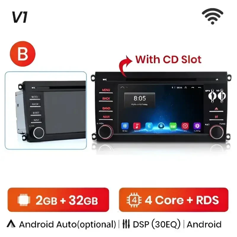 Radio Android do Porsche Cayenne GTS (2003-2010) CarPlay Android Auto 4G WiFi GPS DSP