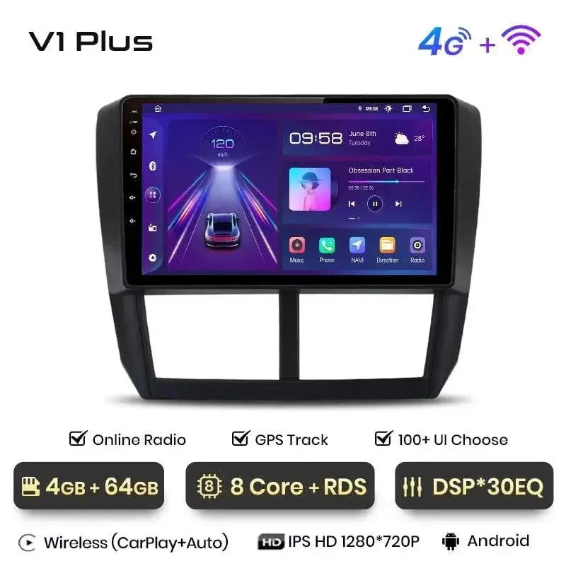 Radio Android do Subaru Forester III Subaru Impreza (2007-2013) CarPlay Android Auto 4G WiFi GPS DSP