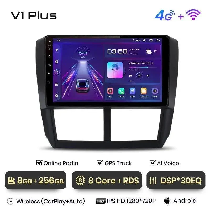 Radio Android do Subaru Forester III Subaru Impreza (2007-2013) CarPlay Android Auto 4G WiFi GPS DSP