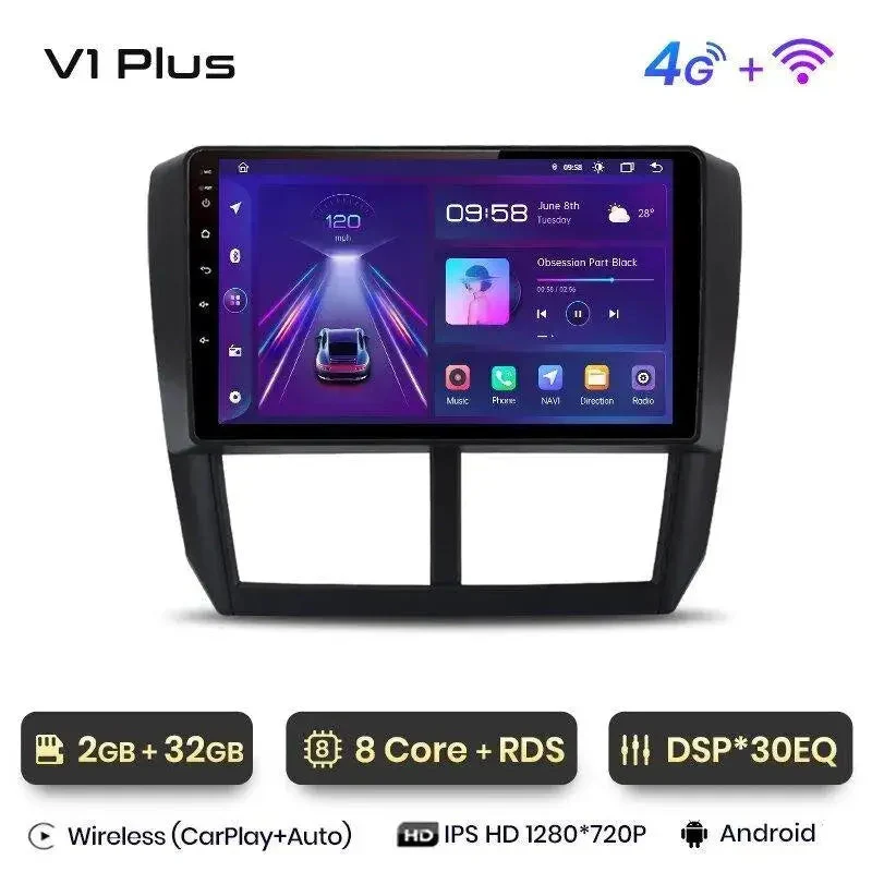 Radio Android do Subaru Forester III Subaru Impreza (2007-2013) CarPlay Android Auto 4G WiFi GPS DSP