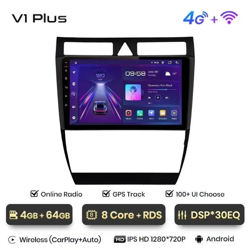 Radio Android do Audi A6 C5 (1997-2004) CarPlay Android Auto 4G WiFi GPS DSP